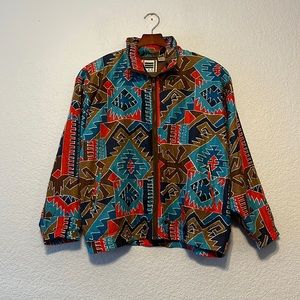 Vintage EVR Silk Aztec Geo Zip Jacket